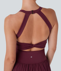 Breezeful™ U Neck Cu Out Tummy Control Pocket Quick Dry Yoga Jumpsuit