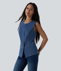 Halara Flex™ Round Neck Denim Tank Top