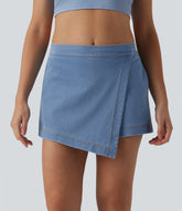 Halara Flex™ Mid Rise Micro Mini Denim Casual Skort with Pockets