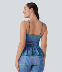 Ruffle Hem Plaid InstantCool Yoga Cami Top