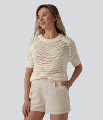 Round Neck Short Sleeve Sweater