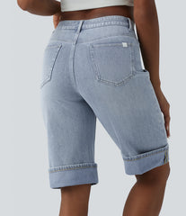 Halara Flex™ Mid Rise Denim Casual Shorts with Pockets