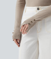 Round Neck Long Sleeve Work Sweater