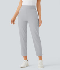 High Waisted Inside Drawstring Quick Dry Golf Tapered Pants-Golf Tee Pocket-UPF40+