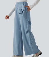 Halara Flex™ High Waisted Ruffle Wide Leg Quick Dry Work Pants with Pockets-UPF40+