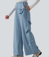 Halara Flex™ High Waisted Ruffle Wide Leg Quick Dry Work Pants with Pockets-UPF40+