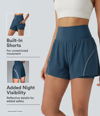 SoftlyZero™ Airy Reflective High Waisted 2-in-1 InstantCool Yoga Shorts 5'' with Pockets