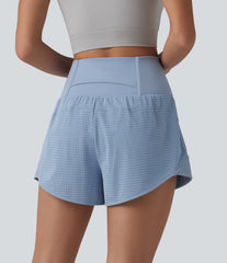 High Waisted Tummy Control Eyelet 2-in-1 Yoga Shorts 2.5'' with Pocket