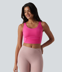 SoftlyZero™ Plush Crisscross Backless Twisted Back Adjustable Straps Built-in Bra Workout Tank Top