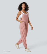 Pockets Waffle Casual Jogger Overalls