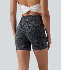 Halara UltraSculpt™ Leopard Print High Waisted Tummy Control Training Biker Shorts 5'' with Pockets