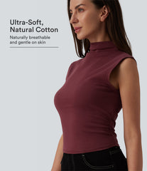 Mock Neck Work Pima Cotton Tank Top