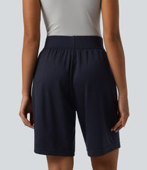 High Waisted Work Shorts with Pockets