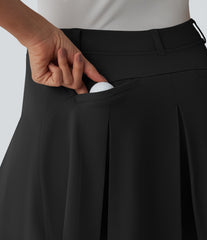 DayStretch Asymmetric Mid Rise 2-in-1 Pleated Mini Golf Skirt with Pockets