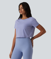 Boat Neck Short Sleeve InstantCool Yoga Sports Top-UPF50+