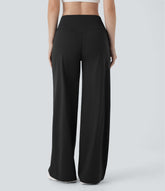 Mid Rise Straight Leg Yoga Pants with Side Zip Pocket