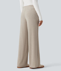 High Waisted Thermal Casual Straight Leg Pants with Pockets