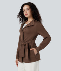 SpacerTek™ High-neck Long Sleeve Tie Work Coat with Pockets