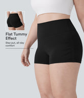 SoftlyZero™ QuickDry High Waisted Tummy Control Ruched Running Plus Size Biker Shorts 2.5''
