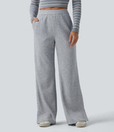 SpacerTek™ High Waisted Straight Leg Casual Sweatpants with Pockets