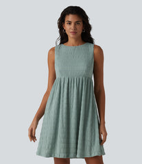 Round Neck Sleeveless Mini Casual Dress