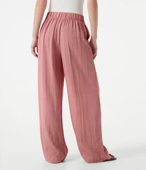 Mid Rise Baggy Casual Linen-Feel Pants with Pockets