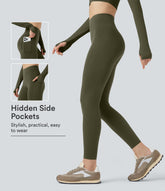 Wear-Resistant High Waisted 7/8 Hiking Leggings with Pockets