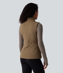 PuffFlex 3-in-1 High-Neck Long Sleeve Thumb Holes Fleece Jacket &Quilted Vest with Pockets