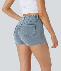 Halara Flex™ High Waisted Decorative Pockets Denim Casual Shorts 2''