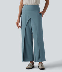 Halara Flex™ High Waisted Crossover Straight Leg Crepe Work Pants with Pockets