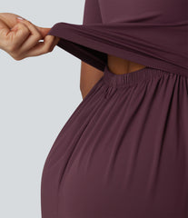 SoftlyZero™ Airy Scoop Neck Short Sleeve Built-in Bra InstantCool Casual Jumpsuit with Pockets-Easy Peezy Edition