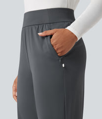 High Waisted Straight Leg Golf Pants with Pockets-Golf Tee