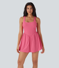 Breezeful™ Tie Back 2-in-1 Quick Dry Mini Dance Active Dress with Pocket-Easy Peezy Edition