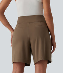 DayStretch High Waisted Work Baggy Bermuda Shorts 7'' with Pockets