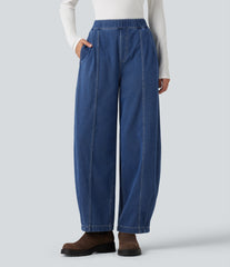 Halara Flex™ High Waisted Barrel Leg Casual Jeans with Pockets