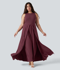 Plus Size Breezeful™ Sleeveless Quick Dry Overlay Jumpsuit with Pockets