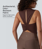 Ribbed Knit Round Neck Workout Tank Top-UPF40+