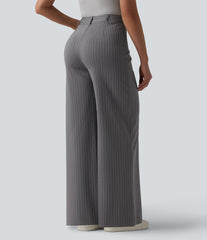 Halara Flex™ Mid Rise Wide Leg InstantCool Stripe Work Pants with Pockets