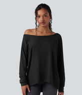 One-shoulder Long Sleeve Relaxed Yoga Sports Top