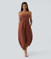 Spaghetti Strap Lace Up Pocket Jumpsuit