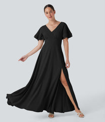 V Neck Short Sleeve Maxi Dress