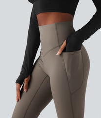 Halara Ultrasculpt™ Heat High Waisted Tummy Control Fleece Shaping Yoga Bootcut Leggings with Pockets