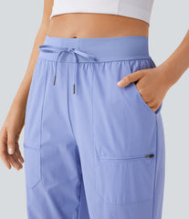 Water Repellent Wear-Resistant Mid Rise Drawstring Pockets Hiking Pile Joggers