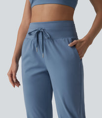 SoftlyZero™ Plush High Waisted Drawstring Tummy Control Yoga Pedal Pushers Joggers with Pockets