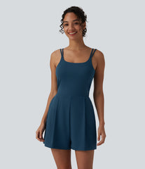 SoftlyZero™ Airy Double Straps Built-in Bra 2-in-1 InstantCool Yoga Romper with Pockets-Easy Peezy Edition