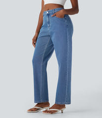 Halara Flex™ Mid Rise Washed Casual Baggy Jeans with Pockets
