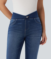 Halara Flex™ V-Shaped Mid Rise 7/8 Skinny Casual Jeans with Pockets