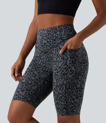 Halara UltraSculpt™ Leopard Print High Waisted Scrunch Butt Lifting Tummy Control Training Biker Shorts 9'' with Pockets