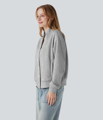 V-neck Long Sleeve Button Fly Casual Sweatshirt with Pockets