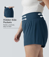 Plus Size Softlyzero™ Airy High Waisted Tummy Control 2-in-1 InstantCool Yoga Shorts 5'' with Pockets